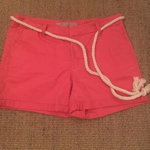 Max Jeans Shorts Size 6 Red/Pink with Rope Belt